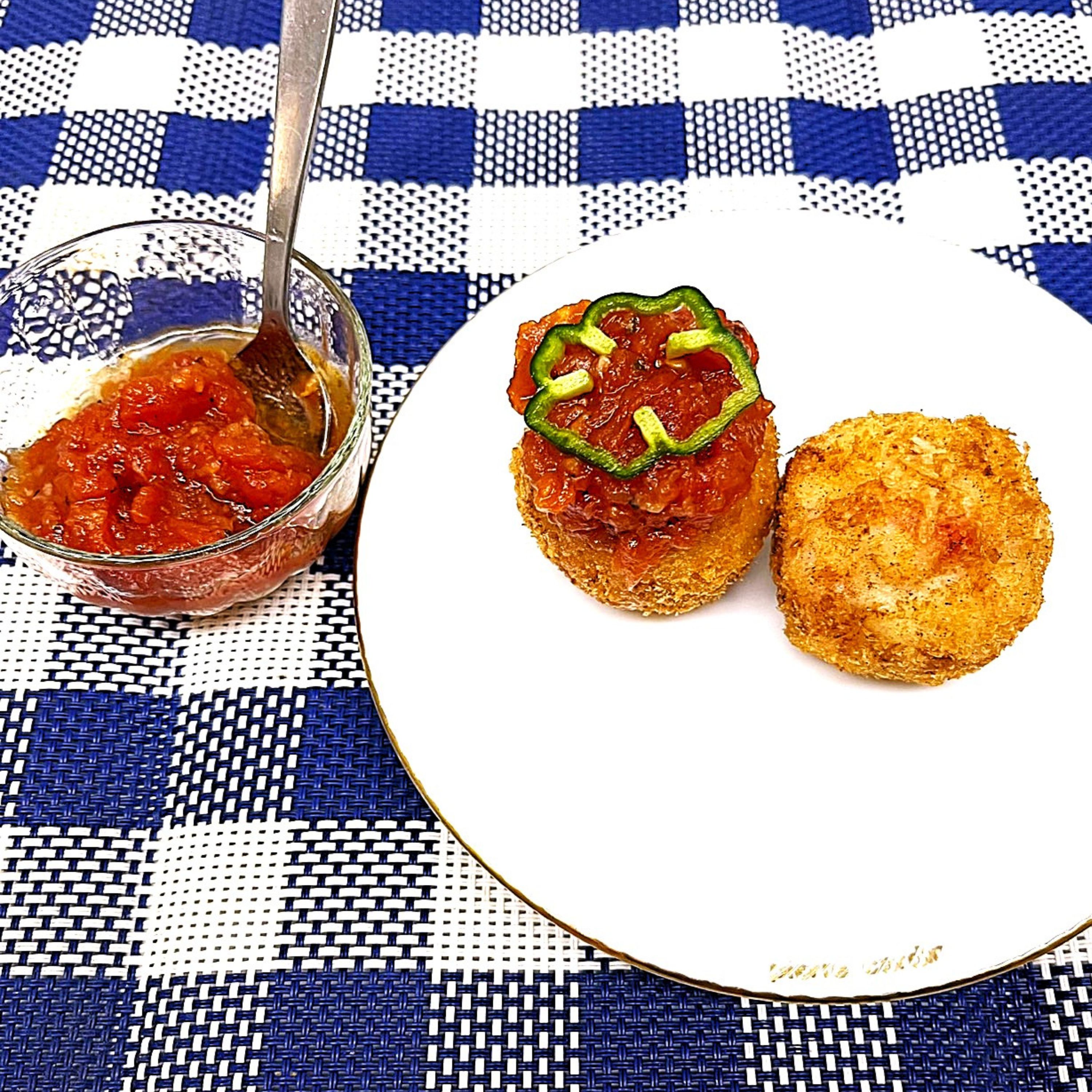 🥣『 冷やして食べる 美味しい カニカマクリームコロッケ ～トマトソース掛け～ 』🦀🍅✨