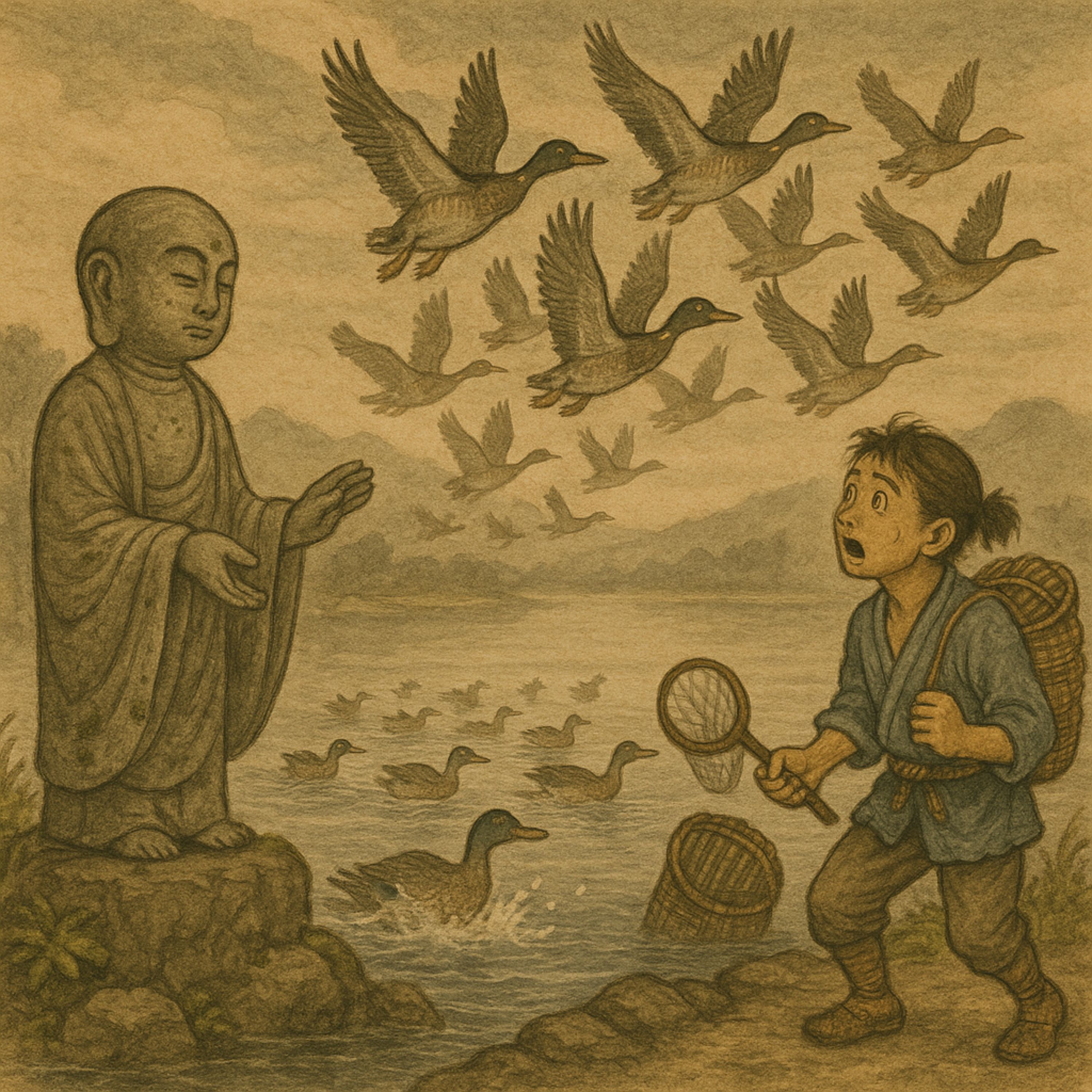 「江津湖のカモ」　怠け者村人を何とかしようとお地蔵さんは考えた episode artwork