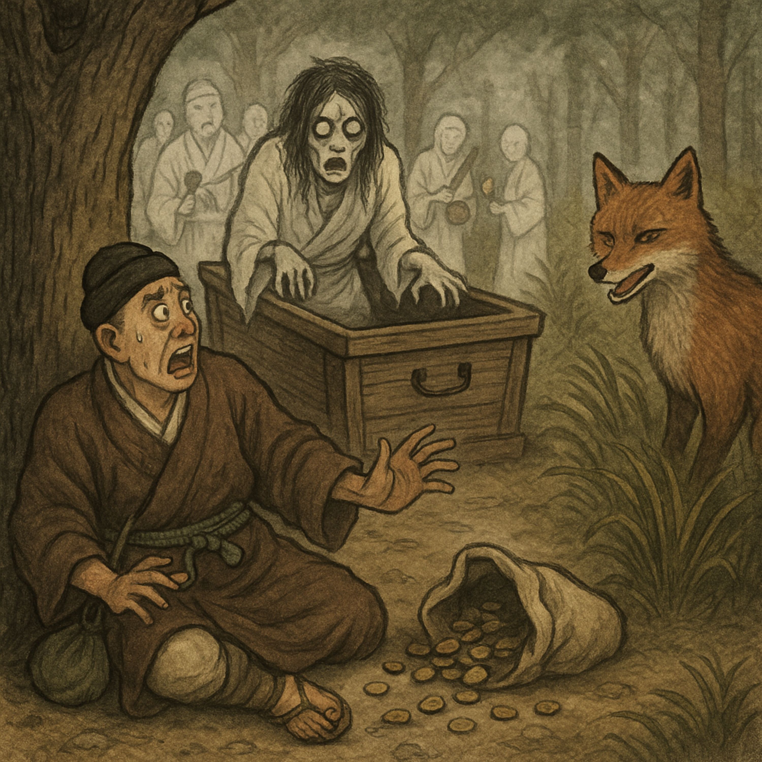 「狐からたぶらかされた山法師（やんぼし）」　悪い山法師が脅かした狐から仕返しされる episode artwork