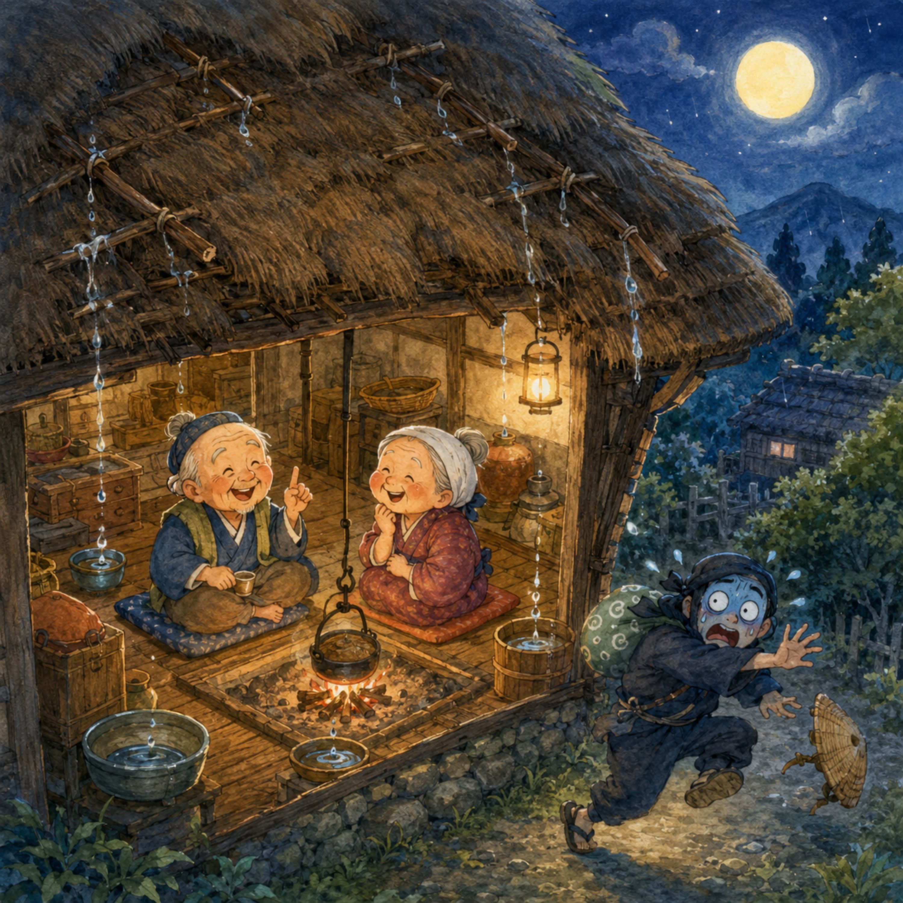 「ふるやんもり（古家の雨漏り）」　老夫婦のえすか話を盗み聞きしていた泥棒は… episode artwork