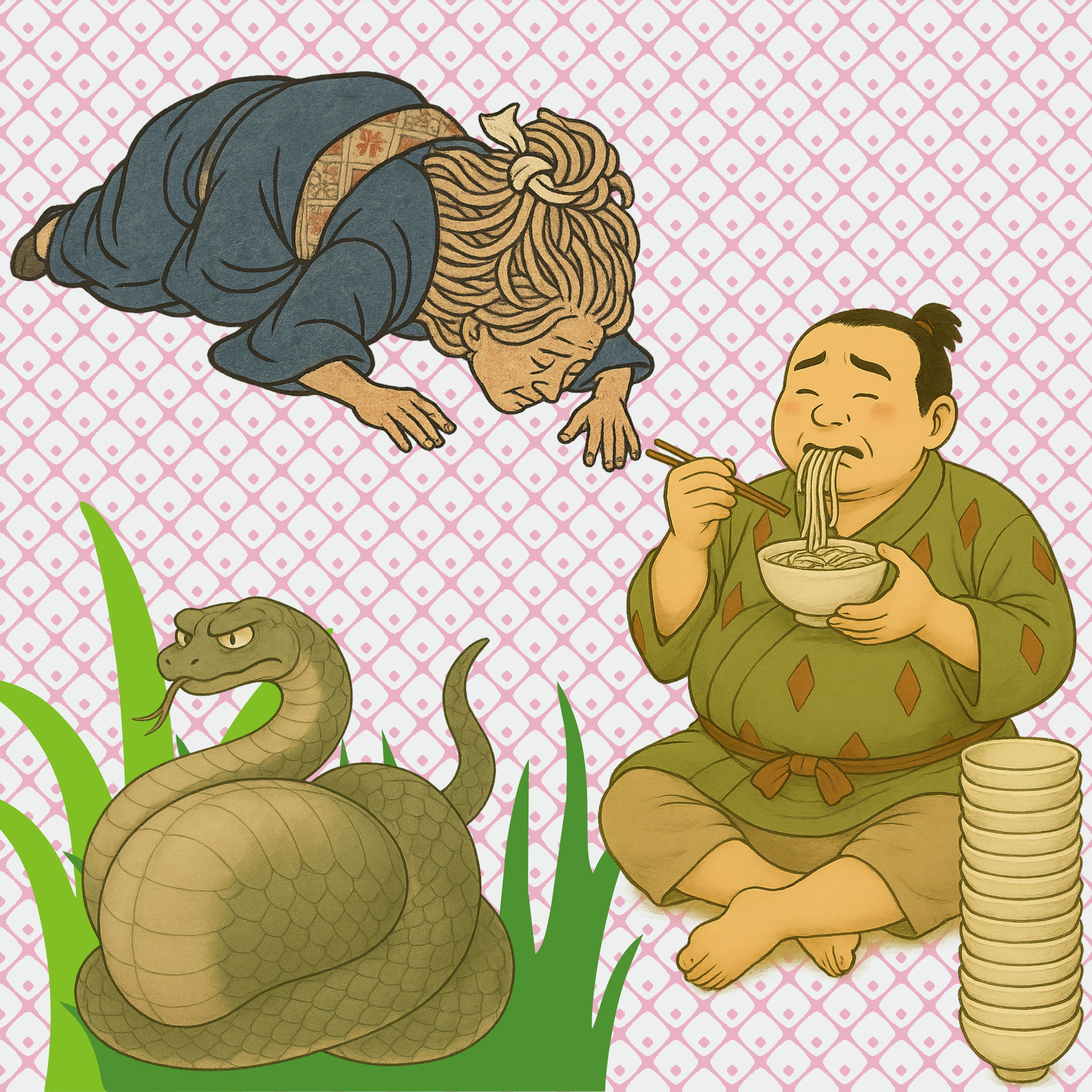 「蛇の薬」　大食らいの男が蛇の消化剤を見つけたと思ったらとんでもないことに！恐怖のそば人間！