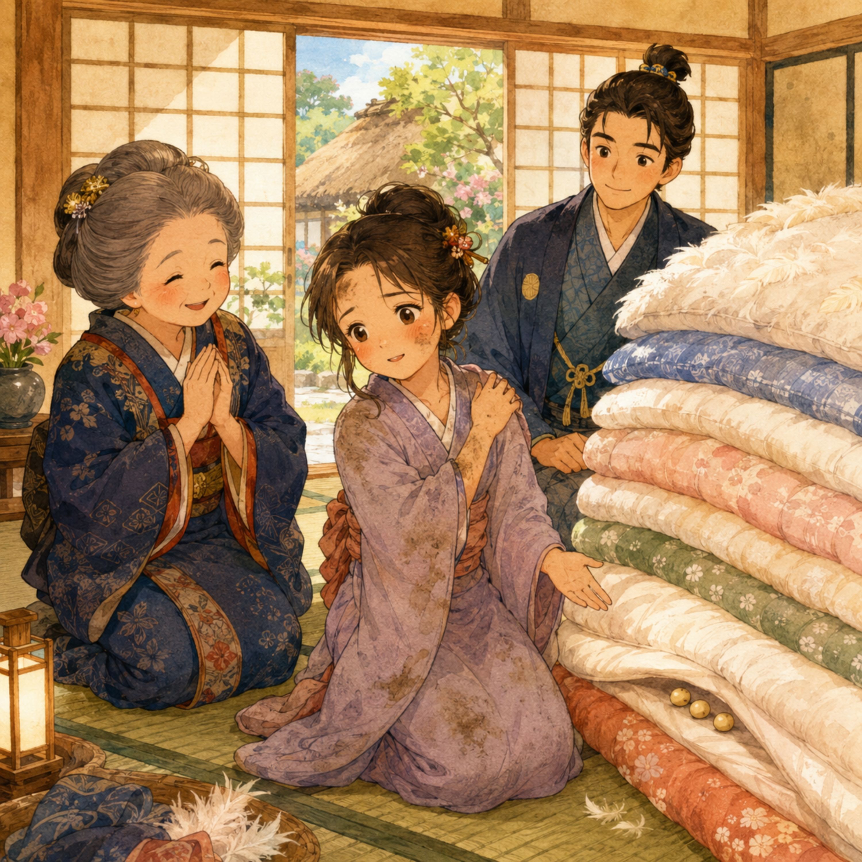 「すすけた姫君」　 長旅ですすけた女性が姫君だと証明するのは羽根布団と3つぶの大豆！？ episode artwork