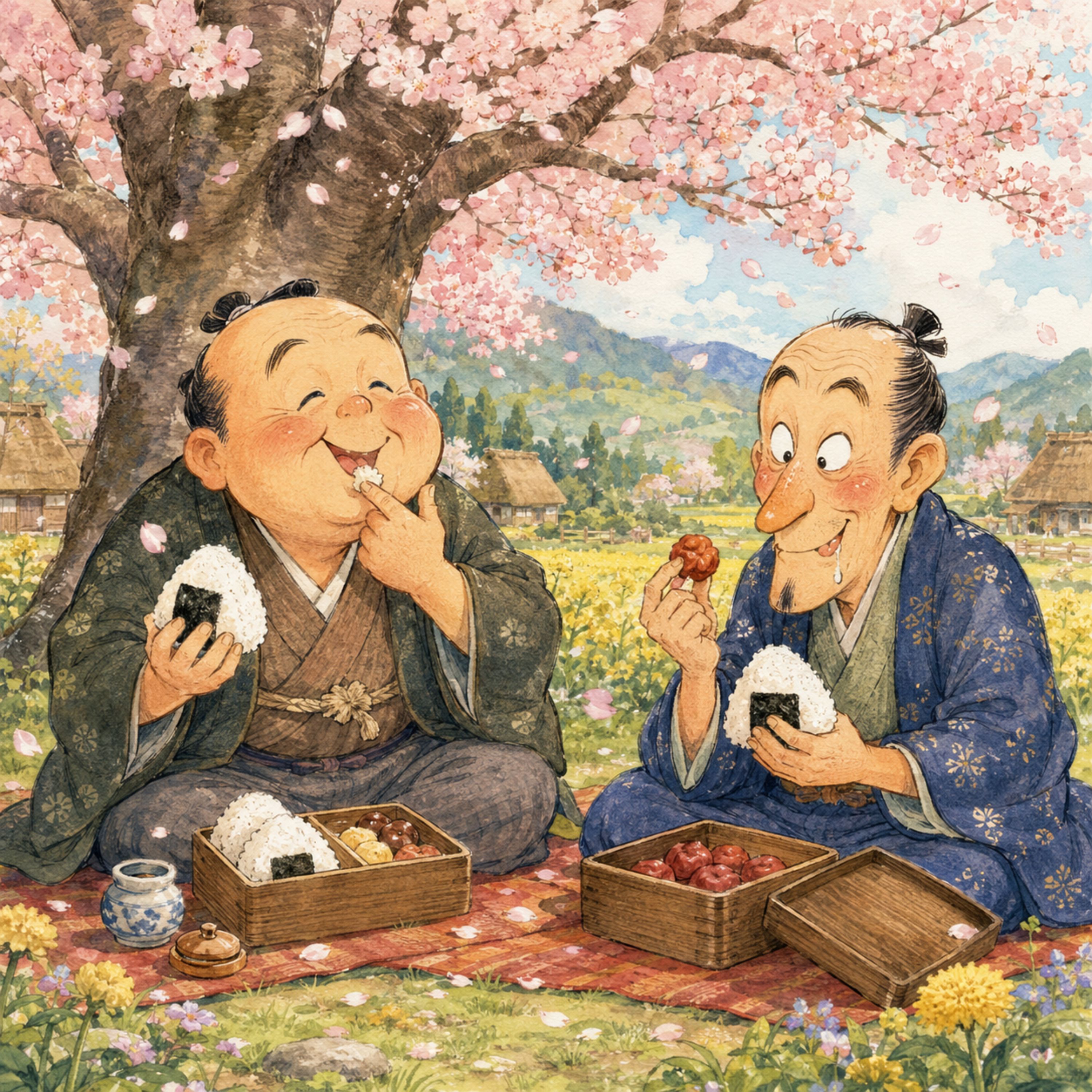 「けちん坊比べ」　金持ちのけちん坊が花見に行くとこうなる！？
