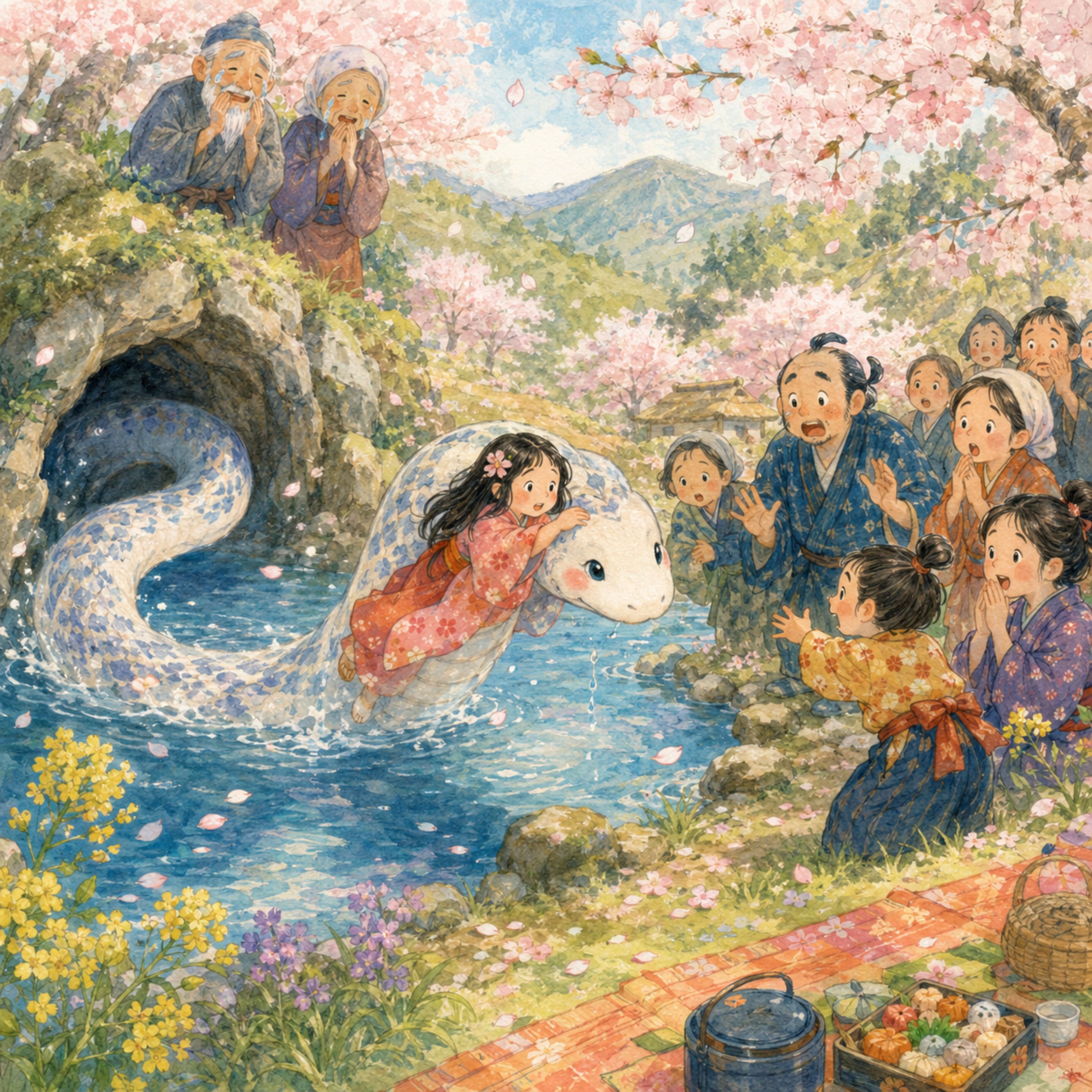 「しどこの恩返し」　子どもの代わりに育てたヘビが大きくなり山へ・・・ episode artwork