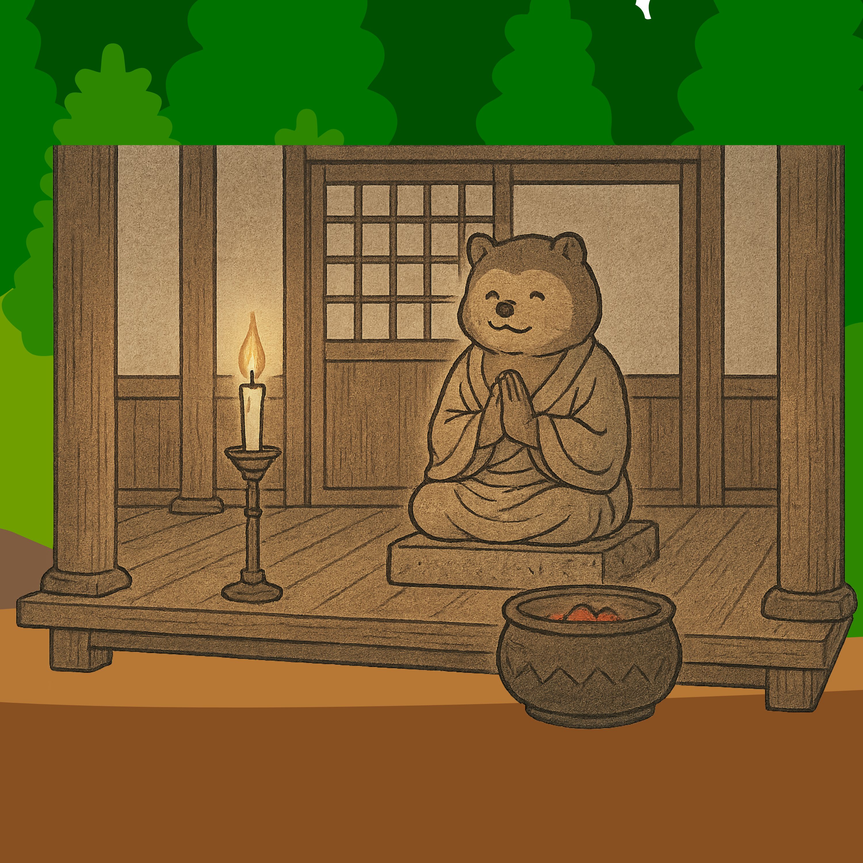 「狸のなんてろ」　お堂で宿をとろうとした ろくぶどん がふとしたことから… episode artwork