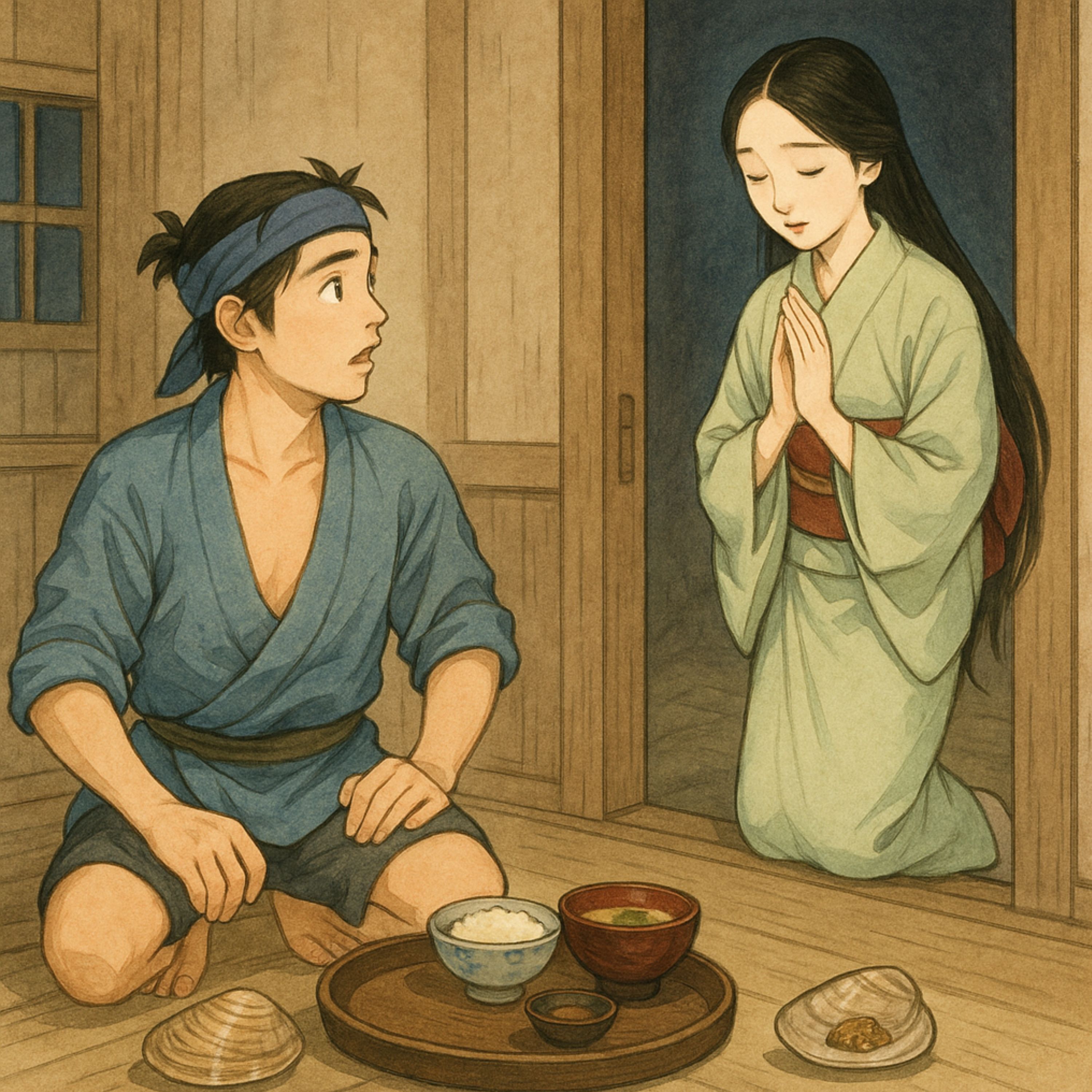 「蛤の恩返し」　良い漁師が蛤を助けたところ… episode artwork