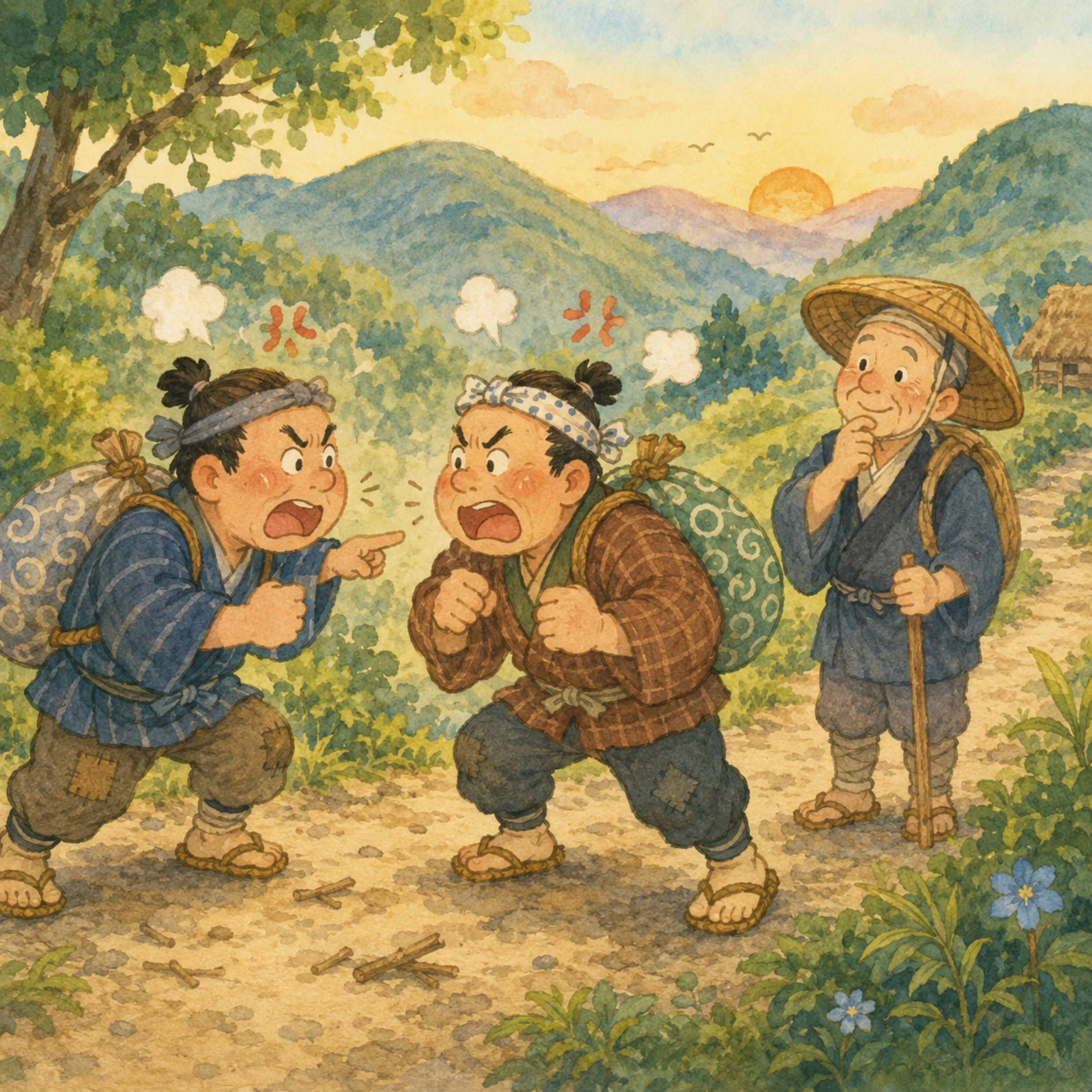 「捕らぬ狸のなんてろ」　もしも話で本気の喧嘩をする二人組