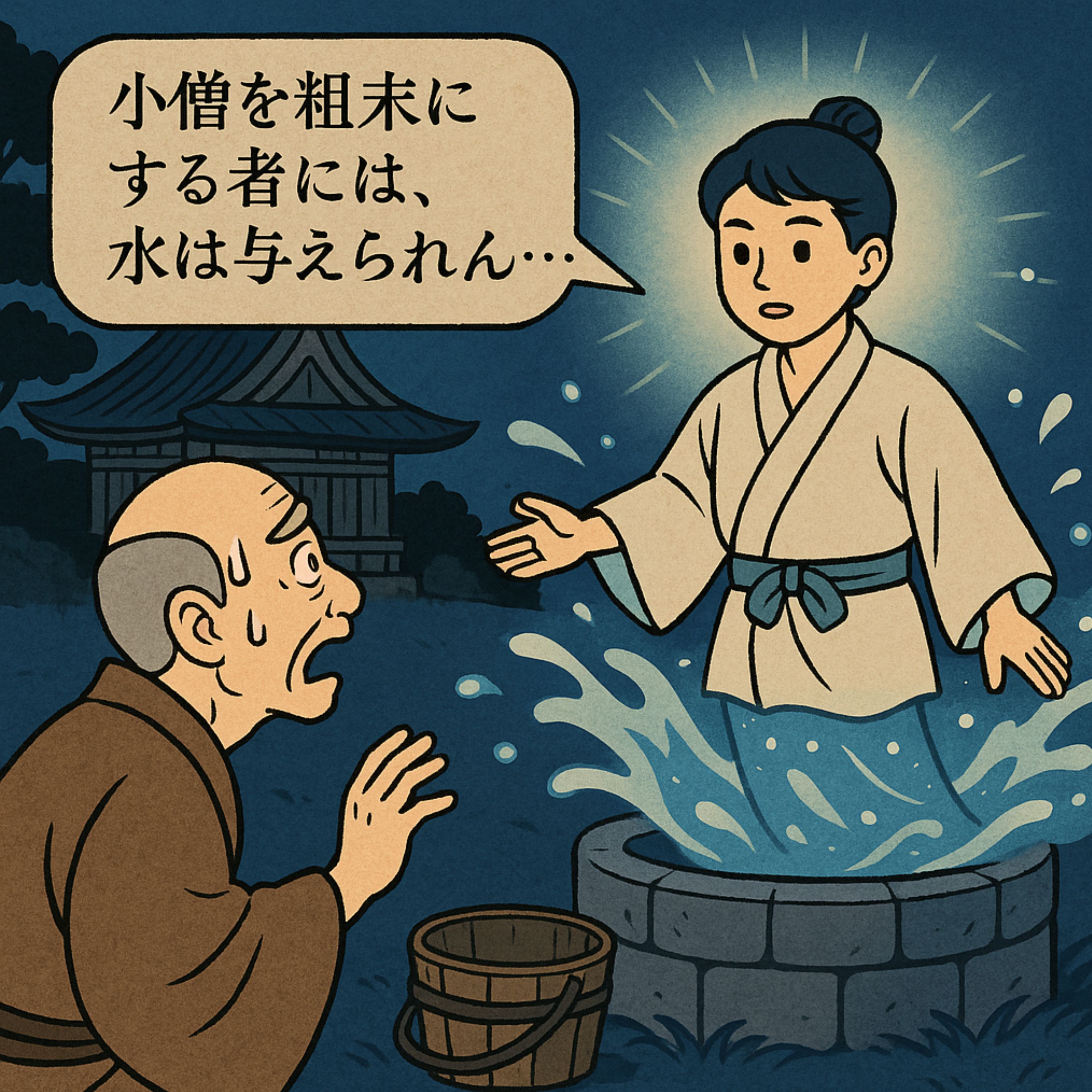 「小僧が化けた水神さま」　山寺のこすたくりん和尚を小僧さんが懲らしめる episode artwork