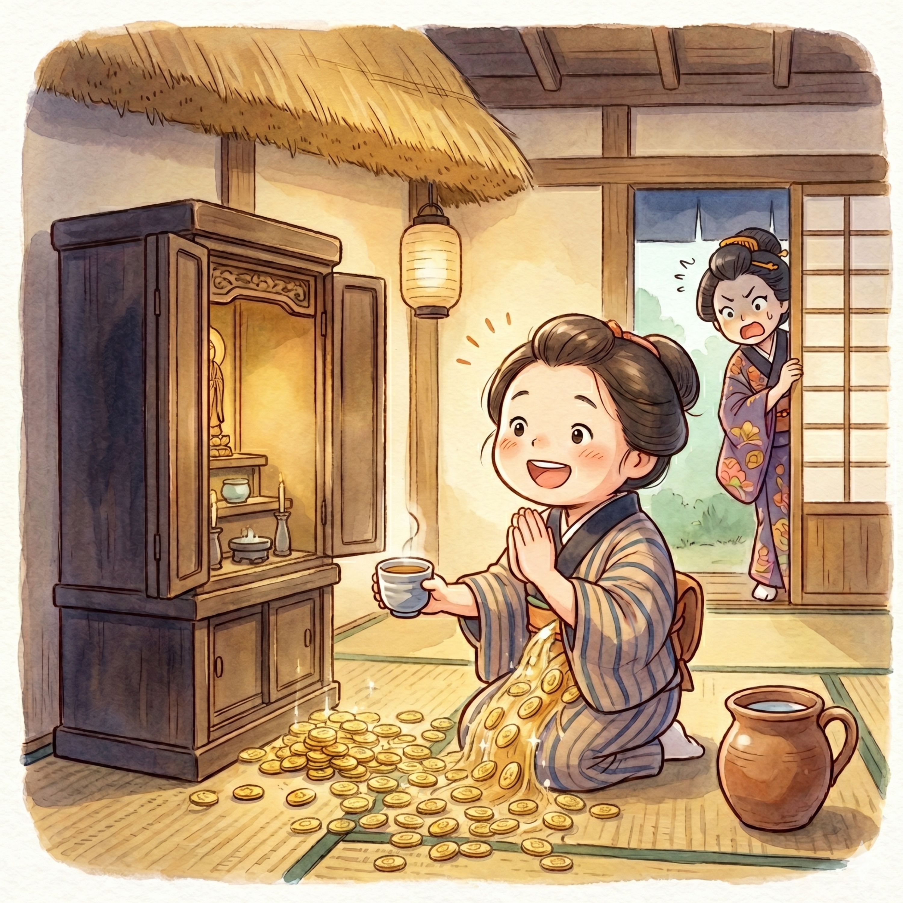 「姉と妹」　 がめつい姉にやさしい妹。貧乏な妹の元の仏様が・・・ episode artwork