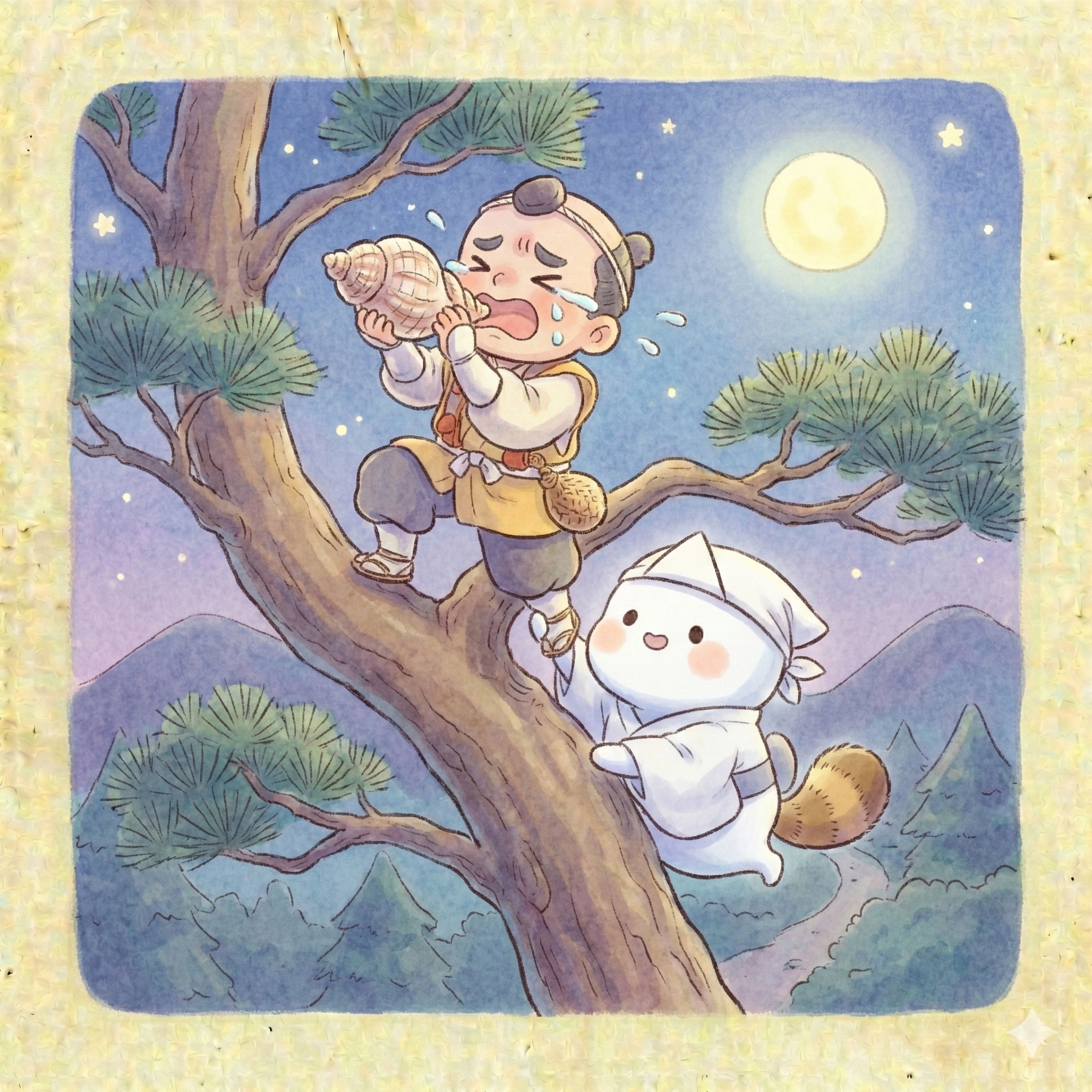 「狸の仕返し」 ほら貝で狸を驚かした山伏への仕返し episode artwork